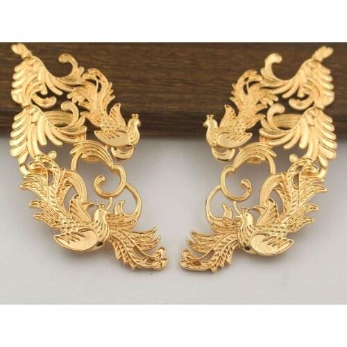 20pairs Brass Casted Orienetal Phoenix Charms Pendant Decoration High Quality DIY Women Bridal Wedding Hair Jewelry Accessories