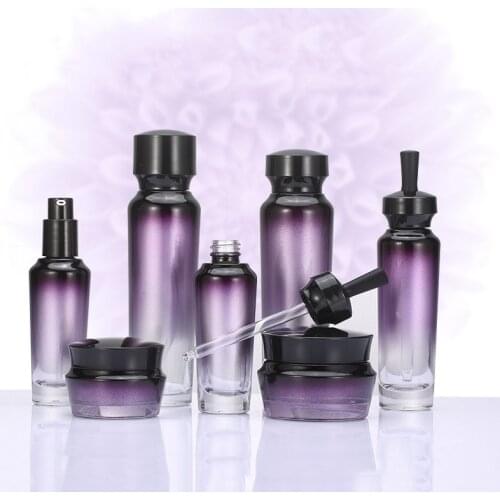 20pcs 30G 50g glass cream bottle purple pearlescent gradient essence lotion bottle cosmetic packaging set empty bottle 30-100ml