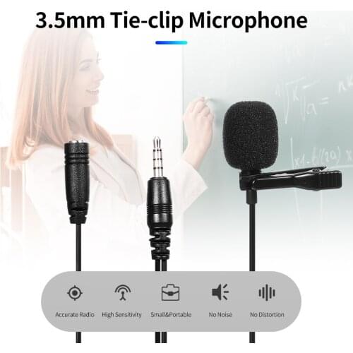 3.5mm Mini Microphone Omnidirectional Microphone Tie-clip Microphone for Computer Laptop Mobile Phone with Dual 3.5mm
