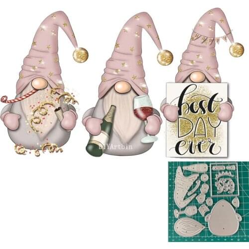 3Pcs Birthday Gnomes 2021 Metal Cutting Dies Diy Scrapbooking Greeting Card Album Making Bithday Craft Dies