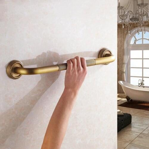 50cm Antique Brass Bathroom Grab Bar Wall Mounted Grab Rail Armrest Handle Bathtub Grab Bar Toilet Elderly Handrail Home Safety