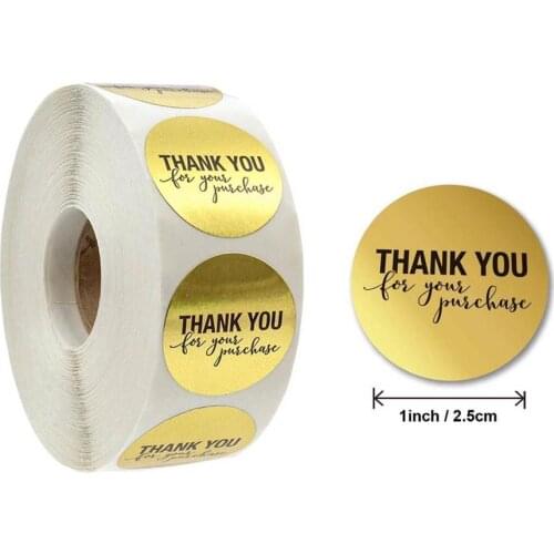 500pcs/roll Gold Thank You Stickers Seal Labels 1'' Paper Business Stickers For Business Shipping Package Label Stickers