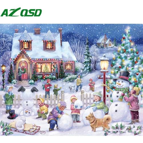 AZQSD Diy Winter Diamond Embroidery Cross Stitch Kits Home Decoration Handmade Craft 5d Diamond Painting Landscape Handmade Gift