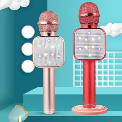 Bluetooth Wireless Microphone LED Lights Handheld Karaoke ABS Audio Microphone for KTV