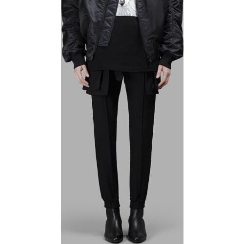 Mens casual pants pocket slim foot fashion urban leisure trend youth new black series loose pants trendy men