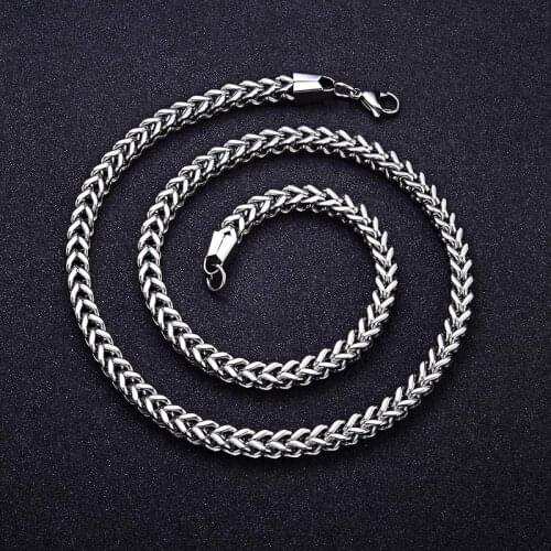 4MM Stainless Steel Wheat Chain Fish Scales Necklace Hombres Men Women Cuban Link Basic Foxtail Box Hip hop Fashion Free Shippin