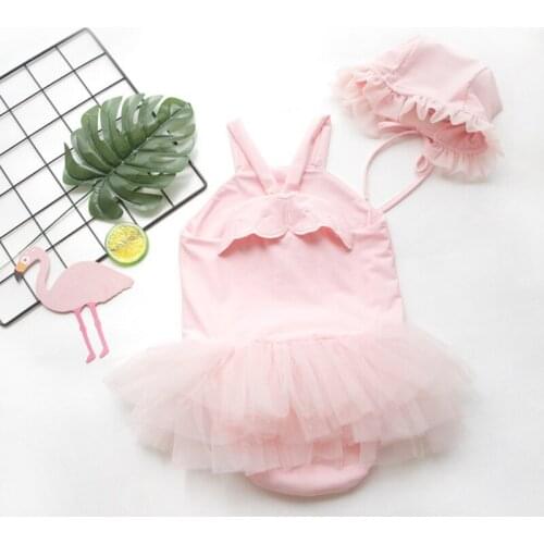 Baby Swimwear Summer 2019 Childrens Swimwear Girls Little White Swan Baby Siamese Infant Cake Layer Princess Swimsuits