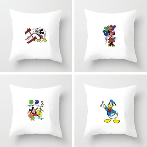 Disney Mickey Minnie Square cushion pillowcase pure white printing Household pillowcase sofa room Pillow decoration pillowcase