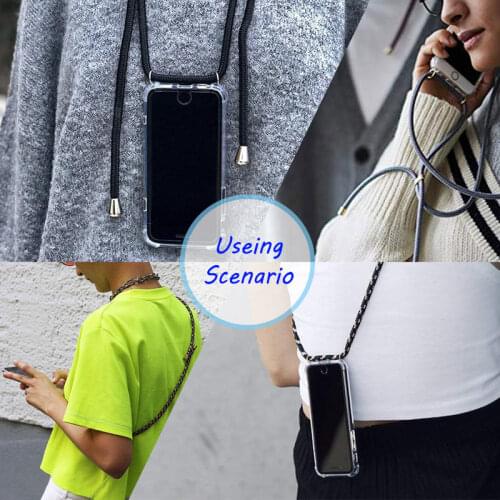 For Samsung Galaxy A01 A21 A31 A41 A51 A71 A10 A20 E A20S A30 A40 A50 A70 E A70S Crossbody Necklace Strap Cord Chain Phone Case