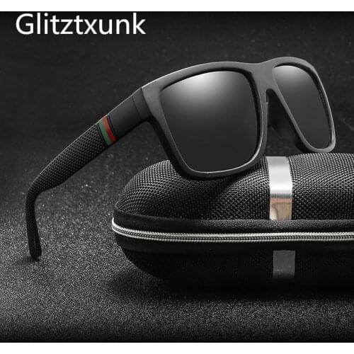 Glitztxunk Polarized Sunglasses Men Brand Design Retro Driving Shades Male Vintage Square Sun Glasses For Men Oculos Eyeglasses