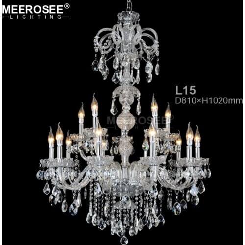 Good Quality Crystal Chrome Chandelier Lamp Glass Clear Crystal Hanging Lamp 15 arms Drop Lustre for Living room Hotel Project
