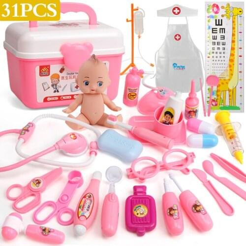 31PCS Kids Doctor Toys Set Boy Girl Simulation Family Doctor Kit Children Pretend Play Medical Tools Educational Role Playing