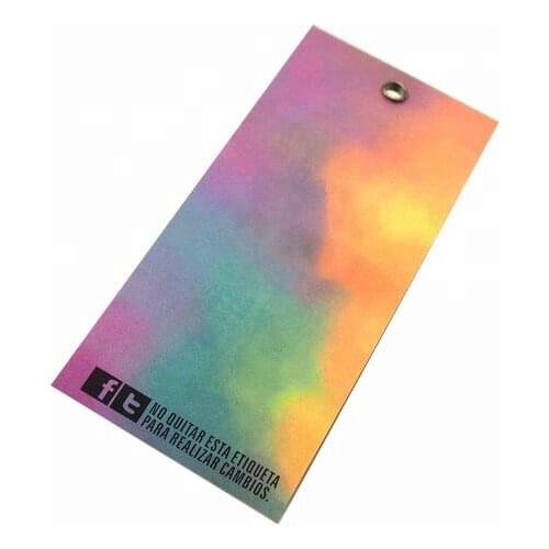 Custom logo design black print clothing labels Coated Dazzle colour Paper Hang Tag With String