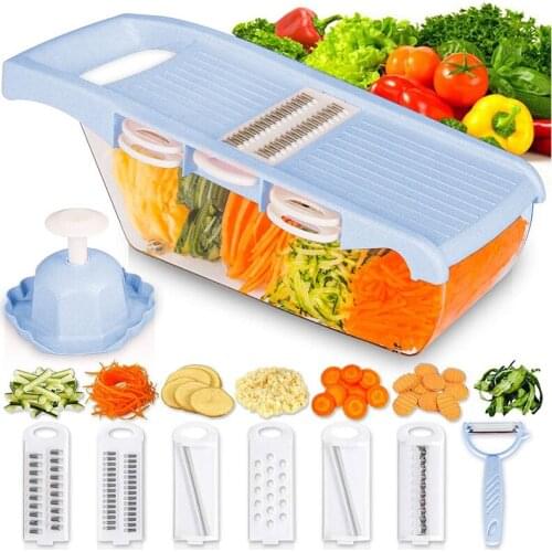 Creative Multifunction Slicer Vegetable Slicer Potato Peeler With Strainer Convenient With Hand Guard 8 in 1 Kitchen Accessories