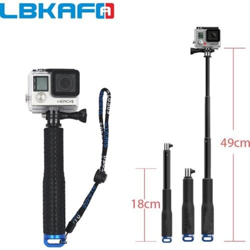 LBKAFA 49cm SP POV Pole Extendable Handheld Monopod Self Selfie Stick Mount for SJCAM SJ5000 SJ6 SJ8 GoPro Hero 8 7 6 Eken YI