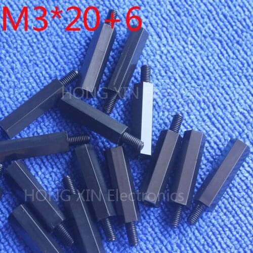 M3*20+6 1 pcs Black Nylon Standoff Spacer Standard M3 Male-Female 20mm Standoff Kit Repair Set High Quality