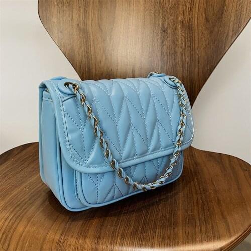 Embroidered Thread Fashion Handbags2021new Chain One Shoulder Messenger Small Square Bag Flip Cover Candy Color Small Square Bag