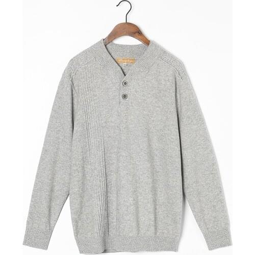100%Cashmere Sweater Men Natural Fabric High Quality Winter Pullover Light Grey V-neck Pure Cashmere Sweaters Man