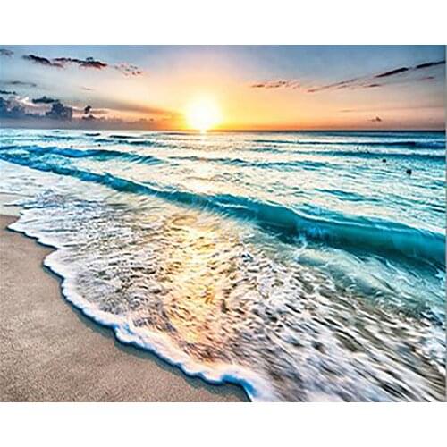 Sea Cross Stitch Embroidery Kits scenery Cotton Thread Painting Diy Needlework Dmc New Year Home Christmas Gift