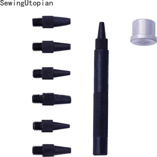 Leather Edge Creaser Set with 7 Replaceable Brass Head Craft Press Sealing Machine 2-2.5-3-3.5-4-4.5-5mm Leather Tool