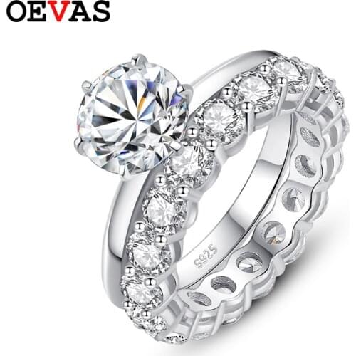 OEVAS Real 2 Carats Moissanite Bridal Rings set Top Quality 100% 925 Sterling Silver Engagement Wedding Party Fine Jewelry Gifts