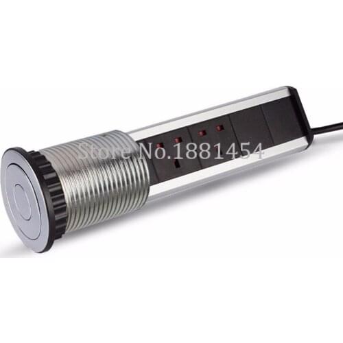 New Chrome Pull Up Pop Up Desk top desk socket Working table socket/hidden/UK plug / USB Charging office desk free shipping