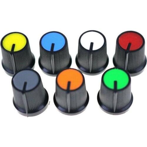 Newest !! 10 Pcs 6mm Shaft Hole Dia Plastic Threaded Knurled Potentiometer Multiple colors Knobs Caps