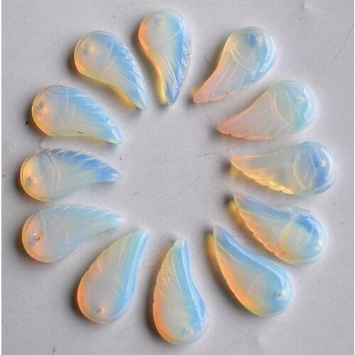 Wholesale 12pcs/lot Fashion top quality opal stone carved angel wings charms pendants for jewellery making free shipping