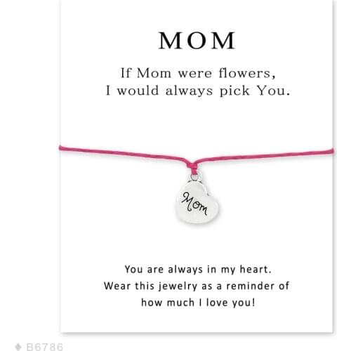 Mothers Day Gift Silver Baby Foot Feet Footprints Charm Heart Mom Strand Bracelets for Women