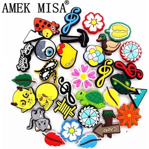 Fashion Novel 22 Kinds Shoe Charms Accessories Musical Note Leaf Animals PVC Shoe Decoration for Croc jibz Kids Party X-mas Gift