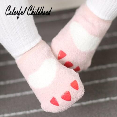 Female Male Baby Winter Hot Style Soft Coral Plush Socks Lovely Claws Anti-skid Sleep Socks Baby Costume Infant Clothing 0-4t