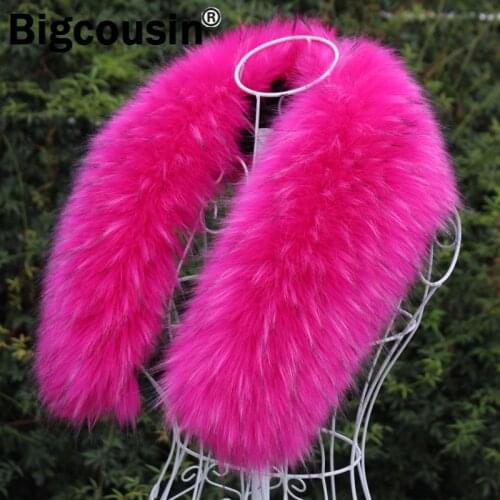 2021 Luxury Faux Raccoon Fur Collar Male Female Winter Jackets Hood Fur Scarf DIY Warm Decor Fluffy Scarves Clothes Accessories