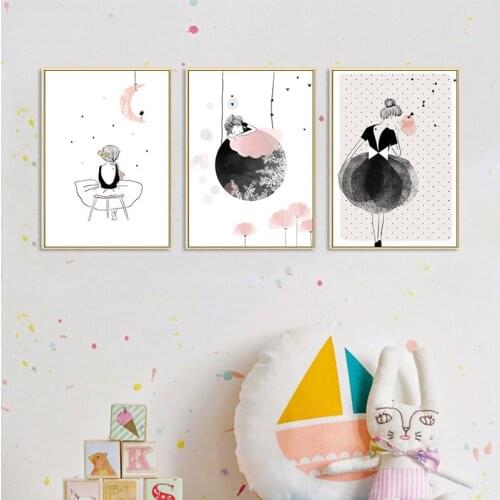 Nordic Home Decoration Small Fresh Ballet Dance Poster Bedroom Bedside Childrens Room Frameless Printing Hanging Painting Core