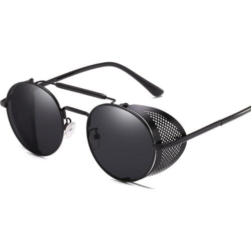 Retro Round Metal Frame Sunglasses Steampunk Men Punk Women Luxury Brand Designer Glasses Oculos De Sol Shades UV Protection