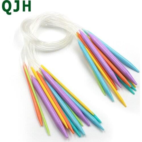 High Quality 80CM 12pcs/set Plastic ABS Ring Knitting Needles Circular Double Pointed Sweater Needle Weaving Knitting Tools