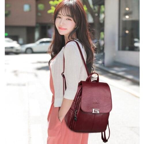 Bag Travel Bagpack 2021 Ladies Back Pack New 2 Style Women Leather Backpacks Female Vintage Backpack for Girls School