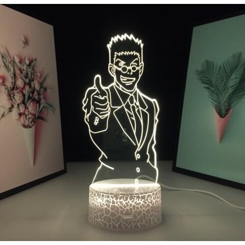 3D LED Lamp Anime HUNTER X HUNTER Leorio PaladiKnight Illusion Night Lights Manga Table Lamp for Home Bedroom Decor