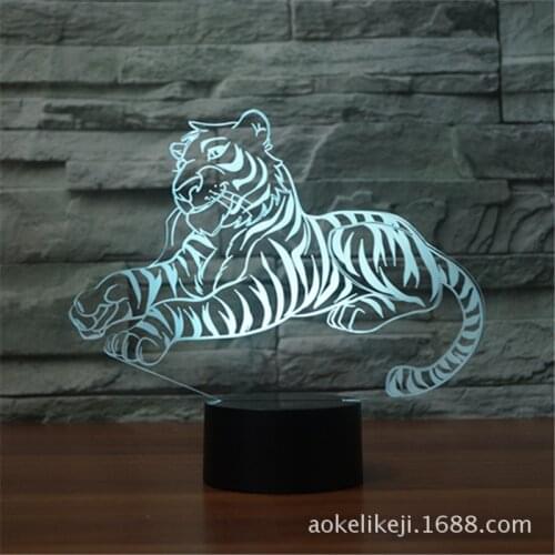 Tiger Model 3D LED Light Hologram Illusions 7 Colors Change Decor Lamp Best Night Light Gift for Home Deco