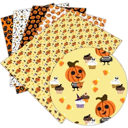 30 cm x 136 cm Halloween Printed Artificial Leather Fabric Sewing DIY Bag Shoes Material L086