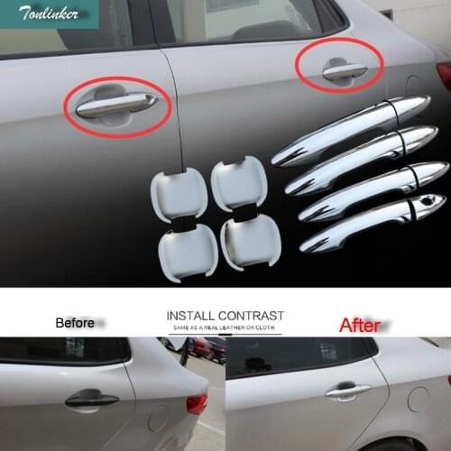 Tonlinker Cover Case Sticker For KIA K2 RIO 2011-16 Car Styling 4-8pcs ABS Mirror car door handle cover and bowl cover Sticker