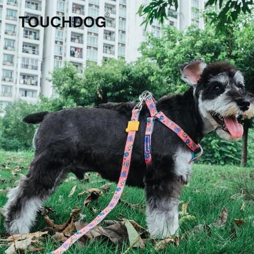 Touchdog Dog leash Collar Soft Adjustable Harness Pet Dog Walk Out Harness Vest Collar Hand Strap for Small Medium Large Dogs