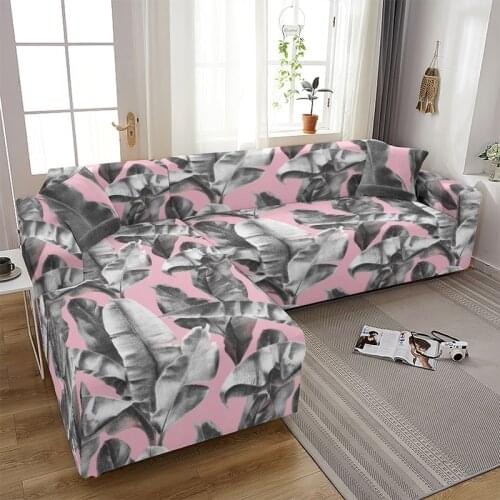 Tropical Pattern Plant Elastic Stretch Sofa Cover L-Shaped Living Room Dustproof Sofa Cover Corner Sofa Cover Protective Cover