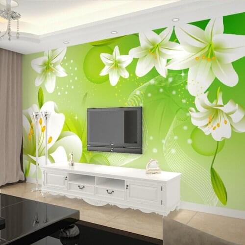 Custom 3D Photo Wallpaper Waterproof Mural Papel De Parede 3D 3d Embossed White Flowers Modern Living Room TV Background Decor