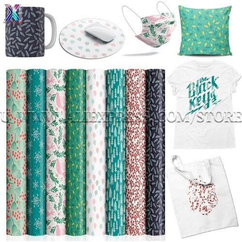 XFX 8 Pcs 12*12 In Christmas Infusible Transfer Ink Sheets for Cricut Mug Press Heat Press Machine Transfer Sheets for T-Shirts