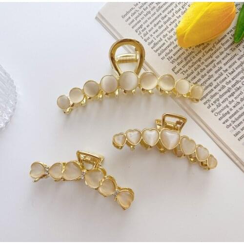 Hot Sale Metal Claw Large Opal Hair Claw Clips Jaw Clip Non-Slip Ponytail Holder Strong Hold Hair Grip Catch Barrettes For Women