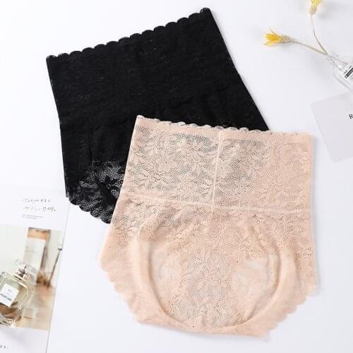 2020 Lace Sexy Underwear Women High Waist Breathable Cotton Crotch Panties Summer New Ice Silk Seamless Ladies Hip Underwear