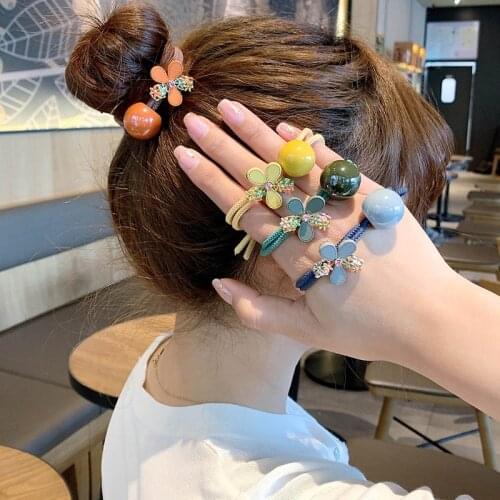 Women Fashion Floral Hair Bands Female High Elasticity Hair Ties