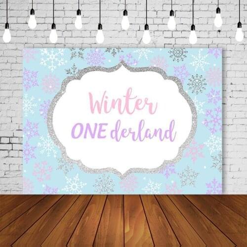 Winter Onederland Backdrop White Snowflake Girl 1st First Birthday Christmas Party Banner Star Lights Portrait Background Poster