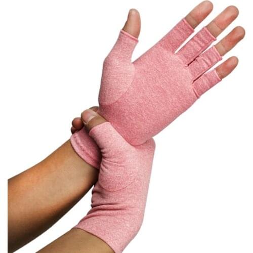 1 Pair Cotton Arthritis Compression Gloves Relieve Arthritis Symptoms Half Finger Gloves Breathable Thermal Wrist support Unisex