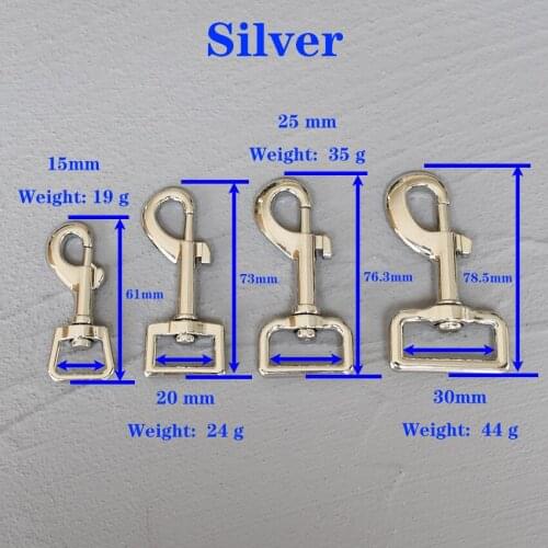 1 Pcs 15/20/25/30mm Silver Metal Snap Hook Leather Belt Strap Bag Buckles Metal Clasps Lobster Dog Collar Trigger Clips